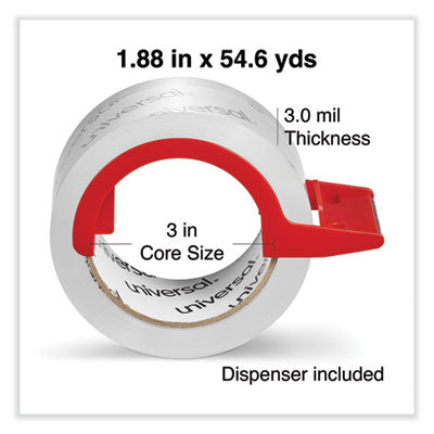 Heavy-Duty Acrylic Box Sealing Tape with Dispenser, 3" Core, 1.88" x 54.6 yds, Clear, 2/Pack OrdermeInc OrdermeInc