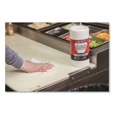 No Rinse Food Surface Disinfectant Wipes, 1-Ply, 7 x 8, Unscented, White, 80/Canister, 6/Carton OrdermeInc OrdermeInc