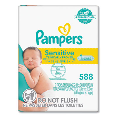 PROCTER & GAMBLE Sensitive Baby Wipes, 1-Ply, 6.7 x 7, Unscented, White, 84/Pack, 7/Carton - OrdermeInc