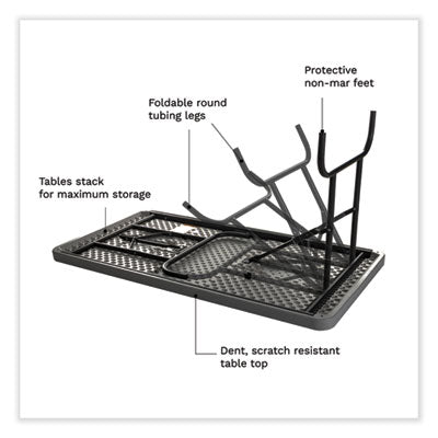 IndestrucTable Commercial Folding Table, Rectangular, 48" x 24" x 29", Charcoal Top, Charcoal Base/Legs OrdermeInc OrdermeInc