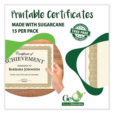 Tree Free Award Certificates, 8.5 x 11, Natural with Gold Braided Border, 15/Pack OrdermeInc OrdermeInc