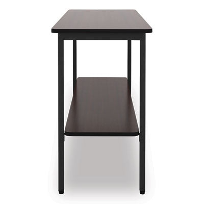 OfficeWorks One-Shelf Utility Table, Rectangular, 47.25" x 17.7" x 29.5", Walnut Top, Black Base/Legs OrdermeInc OrdermeInc