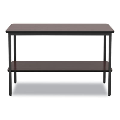 OfficeWorks One-Shelf Utility Table, Rectangular, 47.25" x 17.7" x 29.5", Walnut Top, Black Base/Legs OrdermeInc OrdermeInc