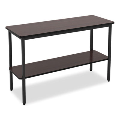 OfficeWorks One-Shelf Utility Table, Rectangular, 47.25" x 17.7" x 29.5", Walnut Top, Black Base/Legs OrdermeInc OrdermeInc