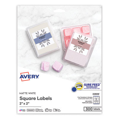 Square Labels with Sure Feed and TrueBlock, 2 x 2, White, 300/Pack OrdermeInc OrdermeInc