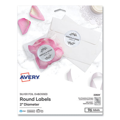 AVERY PRODUCTS CORPORATION Round Labels, Inkjet Printers, 2" dia, Silver, 12/Sheet, 8 Sheets/Pack