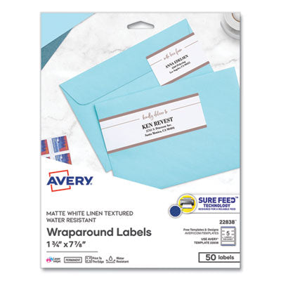 Rectangle Labels, Inkjet/Laser Printers, 7.85 x 1.75, Textured White, 5/Sheet, 10 Sheets/Pack OrdermeInc OrdermeInc