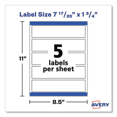 Rectangle Labels, Inkjet/Laser Printers, 7.85 x 1.75, Textured White, 5/Sheet, 10 Sheets/Pack OrdermeInc OrdermeInc