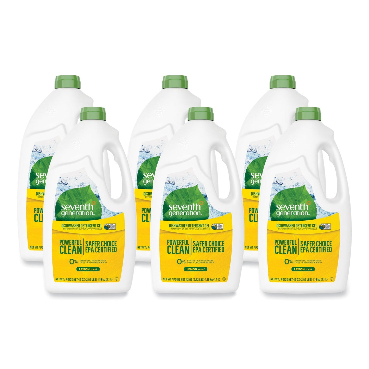 Natural Automatic Dishwasher Gel, Lemon, 42 oz Bottle, 6/Carton - OrderMe
