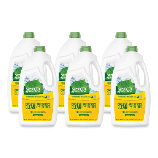 Natural Automatic Dishwasher Gel, Lemon, 42 oz Bottle, 6/Carton - OrderMe