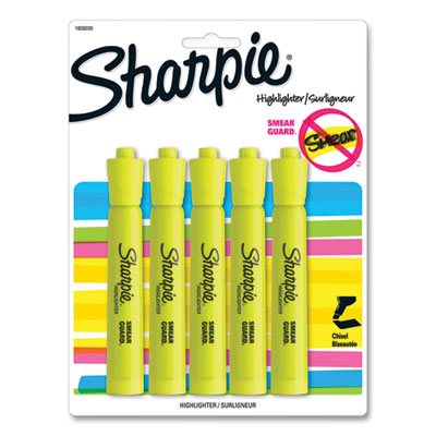 Tank Style Highlighters, Fluorescent Yellow Ink, Chisel Tip, Yellow Barrel, 5/Pack OrdermeInc OrdermeInc