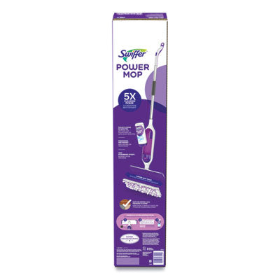 PROCTER & GAMBLE PowerMop Starter Kit, 15.4 x 5.3 White/Purple Cloth Head, 26" Silver Aluminum Handle