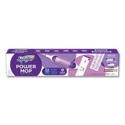 PROCTER & GAMBLE PowerMop Starter Kit, 15.4 x 5.3 White/Purple Cloth Head, 26" Silver Aluminum Handle