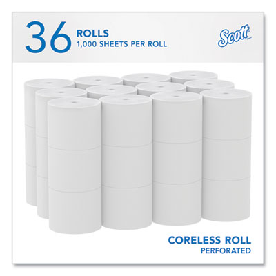 Scott® Essential Coreless SRB Bathroom Tissue, Septic Safe, 2-Ply, White, 1,000 Sheets/Roll, 36 Rolls/Carton - OrdermeInc