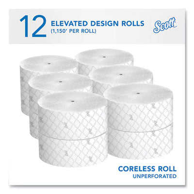 Scott® Essential Coreless JRT, Septic Safe, 2-Ply, White, 3.75" x 1,150 ft, 12 Rolls/Carton - OrdermeInc