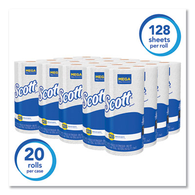 Scott® Kitchen Roll Towels, 1-Ply, 11 x 8.75, White, 128/Roll, 20 Rolls/Carton - OrdermeInc