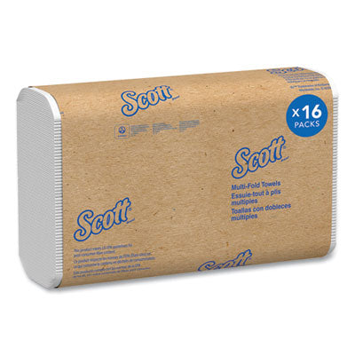 Scott® Essential Multi-Fold Towels, 1-Ply, 8 x 9.4, White, 250/Pack, 16 Packs/Carton - OrdermeInc