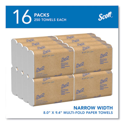 Scott® Essential Multi-Fold Towels, 1-Ply, 8 x 9.4, White, 250/Pack, 16 Packs/Carton - OrdermeInc