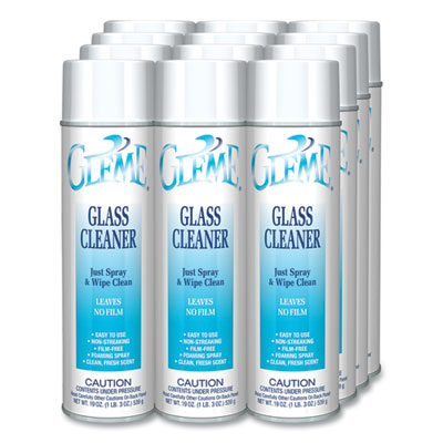 Gleme Glass Cleaner, Fresh Scent, 19 oz Aerosol Spray, Dozen OrdermeInc OrdermeInc