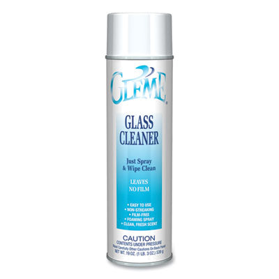 Gleme Glass Cleaner, Fresh Scent, 19 oz Aerosol Spray, Dozen OrdermeInc OrdermeInc