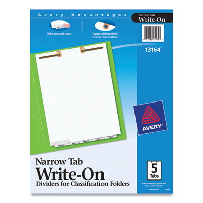 Write and Erase Tab Dividers for Classification Folders, Narrow Bottom Tab, 5-Tab, 11 x 8.5, 1 Set OrdermeInc OrdermeInc