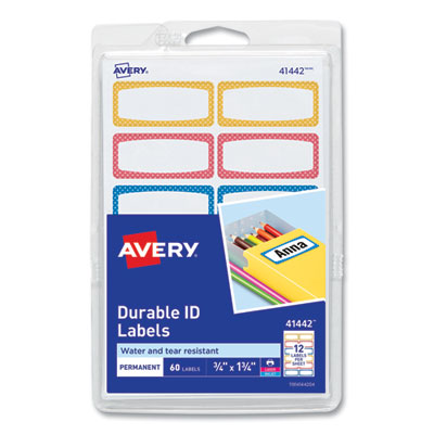 Avery Kids Handwritten Identification Labels, 1.75 x 0.75, Borders: Blue, Orange, Yellow, 12 Labels/Sheet, 5 Sheets/Pack OrdermeInc OrdermeInc