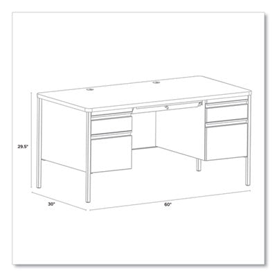 Teachers Pedestal Desks, Left and Right-Hand Pedestals: Box/File Drawer Format, 60" x 30" x 29.5", Walnut/Black OrdermeInc OrdermeInc