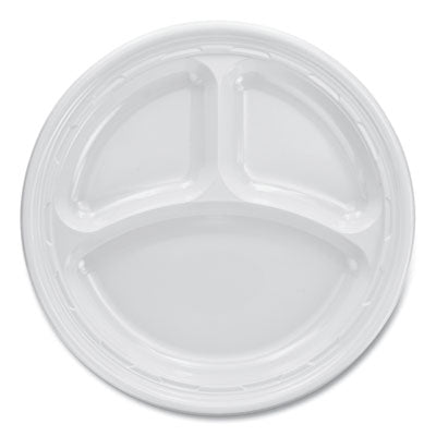 Dart® Plastic Plates, 3-Compartment, 9" dia, White, 125/Pack, 4 Packs/Carton OrdermeInc OrdermeInc