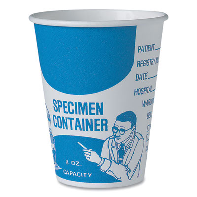 Paper Specimen Cups, 8 oz, Blue/White, 50/Sleeve, 20 Sleeves/Carton OrdermeInc OrdermeInc