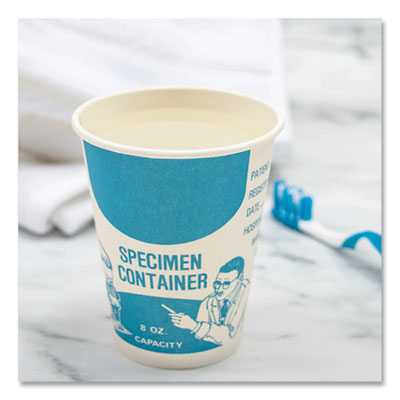 Paper Specimen Cups, 8 oz, Blue/White, 50/Sleeve, 20 Sleeves/Carton OrdermeInc OrdermeInc