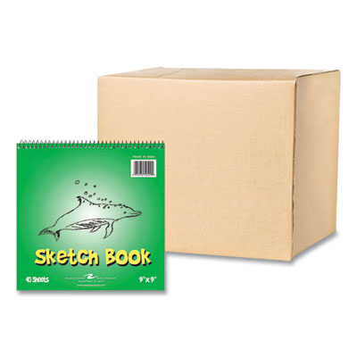 Kids Sketch Notepad, Green Cover, 40 White 9 x 9 Sheets, 12/Carton, Ships in 4-6 Business Days - OrdermeInc
