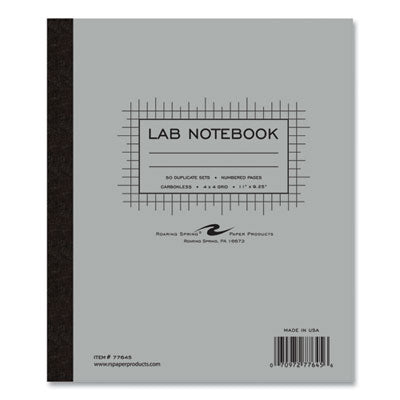 Lab and Science Carbonless Notebook, Quad Rule (4 sq/in), Gray Cover, (100) 11x9.25 Sheets, 12/CT, Ships in 4-6 Business Days OrdermeInc OrdermeInc