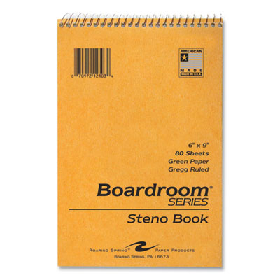 Boardroom Series Steno Pad, Gregg Ruled, Brown Cover, 80 Green 6 x 9 Sheets, 72 Pads/Carton, Ships in 4-6 Business Days - OrdermeInc