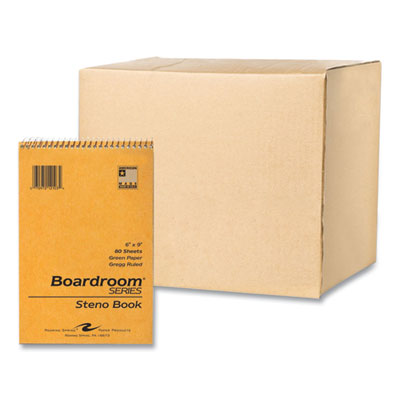 Boardroom Series Steno Pad, Gregg Ruled, Brown Cover, 80 Green 6 x 9 Sheets, 72 Pads/Carton, Ships in 4-6 Business Days - OrdermeInc