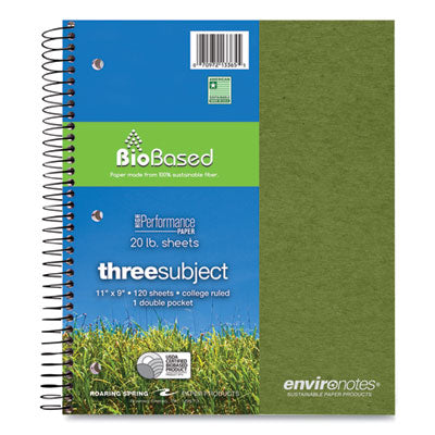Earthtones BioBased 3 Subject Notebook, Med/College Rule, Random Asst Covers, (120) 11x9 Sheets, 24/CT,Ships in 4-6 Bus Days - OrdermeInc