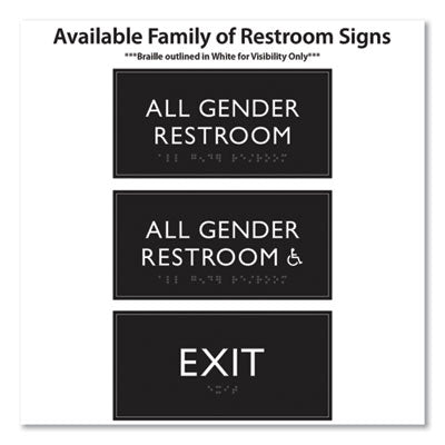 ADA Sign, All Gender Restroom Accessible, Plastic, 4 x 4, Clear/White OrdermeInc OrdermeInc