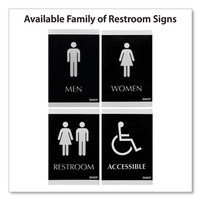 Century Series Office Sign, Men/Women Restroom, 6 x 9, Black/Silver OrdermeInc OrdermeInc