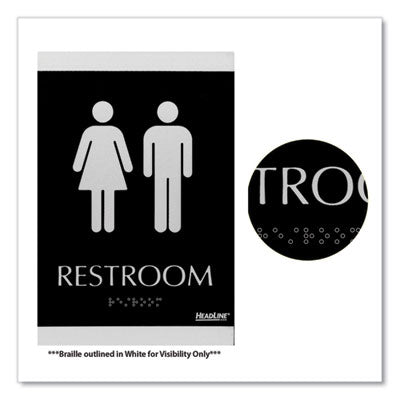 Century Series Office Sign, Men/Women Restroom, 6 x 9, Black/Silver OrdermeInc OrdermeInc