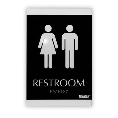 Century Series Office Sign, Men/Women Restroom, 6 x 9, Black/Silver OrdermeInc OrdermeInc