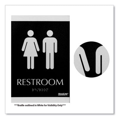 Century Series Office Sign, Men/Women Restroom, 6 x 9, Black/Silver OrdermeInc OrdermeInc