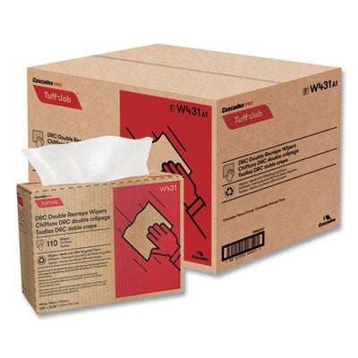 Tuff-Job Double Recrepe Wipers, 9.25 x 12.5, White, 110/Box, 12 Boxes/Carton OrdermeInc OrdermeInc