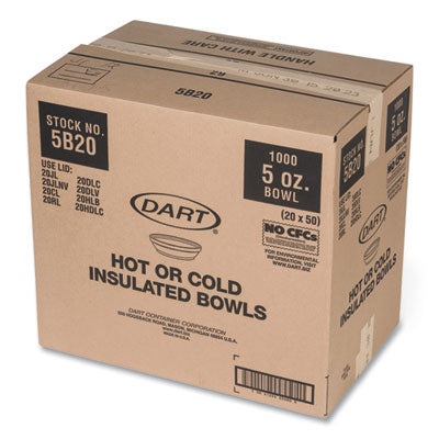 DART Insulated Foam Bowls, 5 oz, White, 50/Pack, 20 Packs/Carton - OrdermeInc