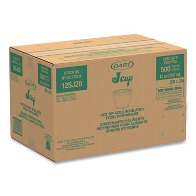 DART Food Containers, 12 oz, White, Foam, 25/Bag, 20 Bags/Carton - OrdermeInc