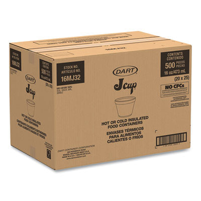 DART Foam Containers, Extra Squat, 16 oz, White, 25/Bag, 20 Bags/Carton - OrdermeInc