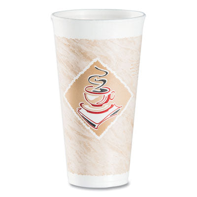 DART Cafe G Foam Hot/Cold Cups, 20 oz, Brown/Red/White, 20/Pack - OrdermeInc