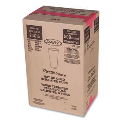 DART Cafe G Foam Hot/Cold Cups, 20 oz, Brown/Red/White, 20/Pack - OrdermeInc