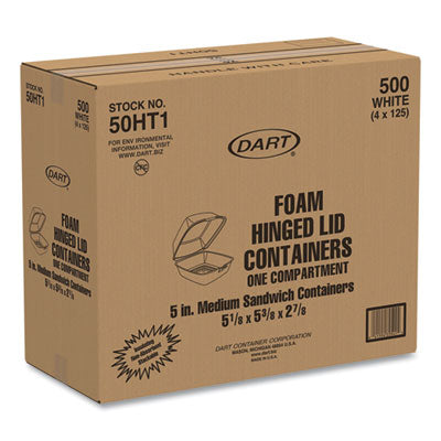 DART Foam Hinged Lid Containers, 5.38 x 5.5 x 2.88, White, 500/Carton - OrdermeInc