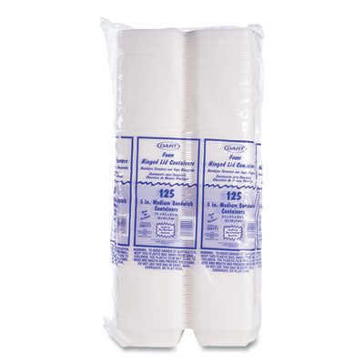 DART Foam Hinged Lid Containers, 5.38 x 5.5 x 2.88, White, 500/Carton - OrdermeInc