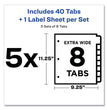 Print and Apply Index Maker Clear Label Dividers, Extra Wide Tabs, 8-Tab, 11.25 x 9.25, White, 5 Sets OrdermeInc OrdermeInc