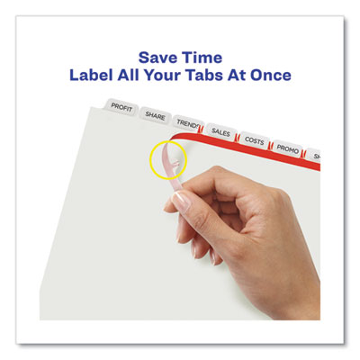 Print and Apply Index Maker Clear Label Dividers, Extra Wide Tabs, 8-Tab, 11.25 x 9.25, White, 5 Sets OrdermeInc OrdermeInc